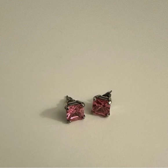 Pink Diamond Square Stud Earrings - Picture 4 of 4